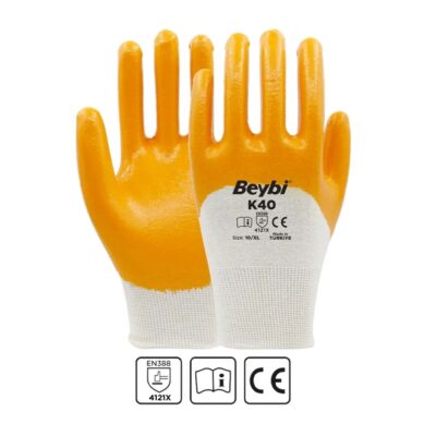 Beybi K40 Nitril Kaplı Pamuk ve Polyester Örgü Eldiven