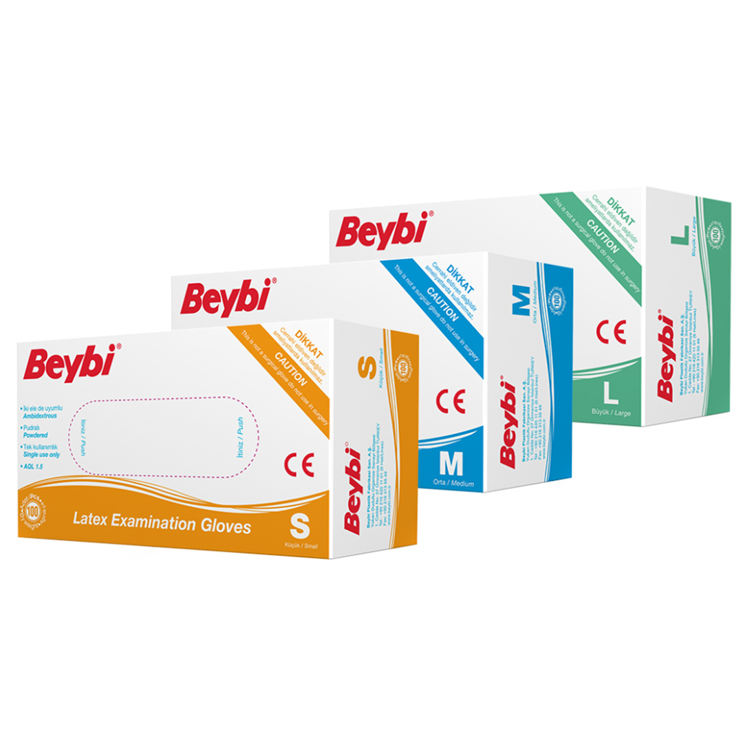 Beybi Latex Muayene Eldiveni Pudralı