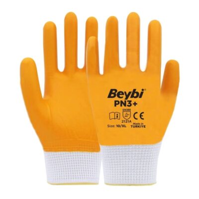 Beybi PN3+ Polyester Örme Nitril Eldiven Sarı