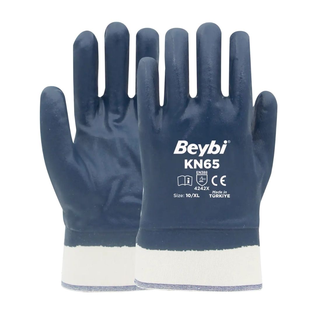 Beybi Petrolcü Eldiveni KN65 Pamuk Nitril Eldiven