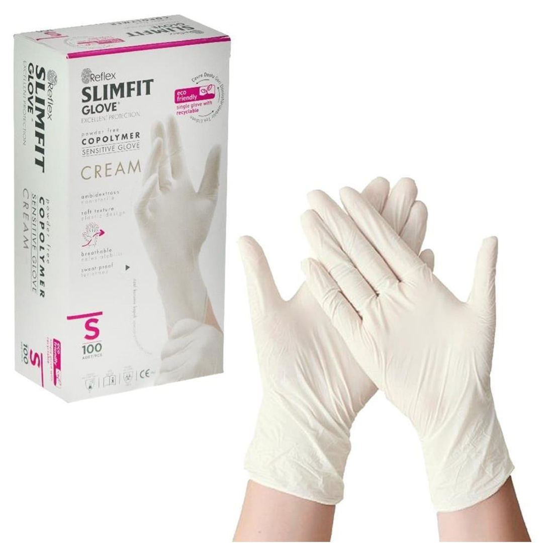 Reflex Slimfit Pudrasız Copolymer Krem Eldiven - Görsel 2