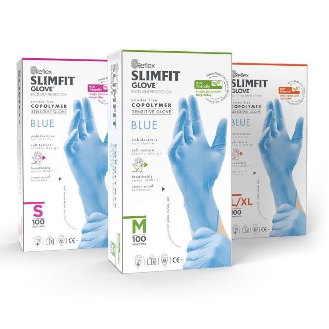 Reflex Slimfit Pudrasız Copolymer Mavi Eldiven - Görsel 3