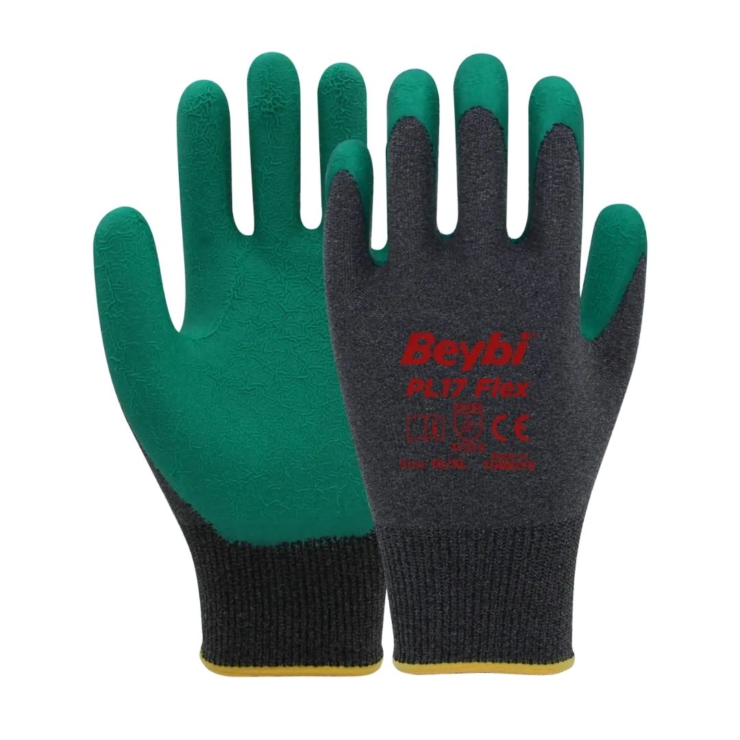 Beybi PL17 Flex Polyester Örme Lateks Kaplı Camcı İş Eldiveni