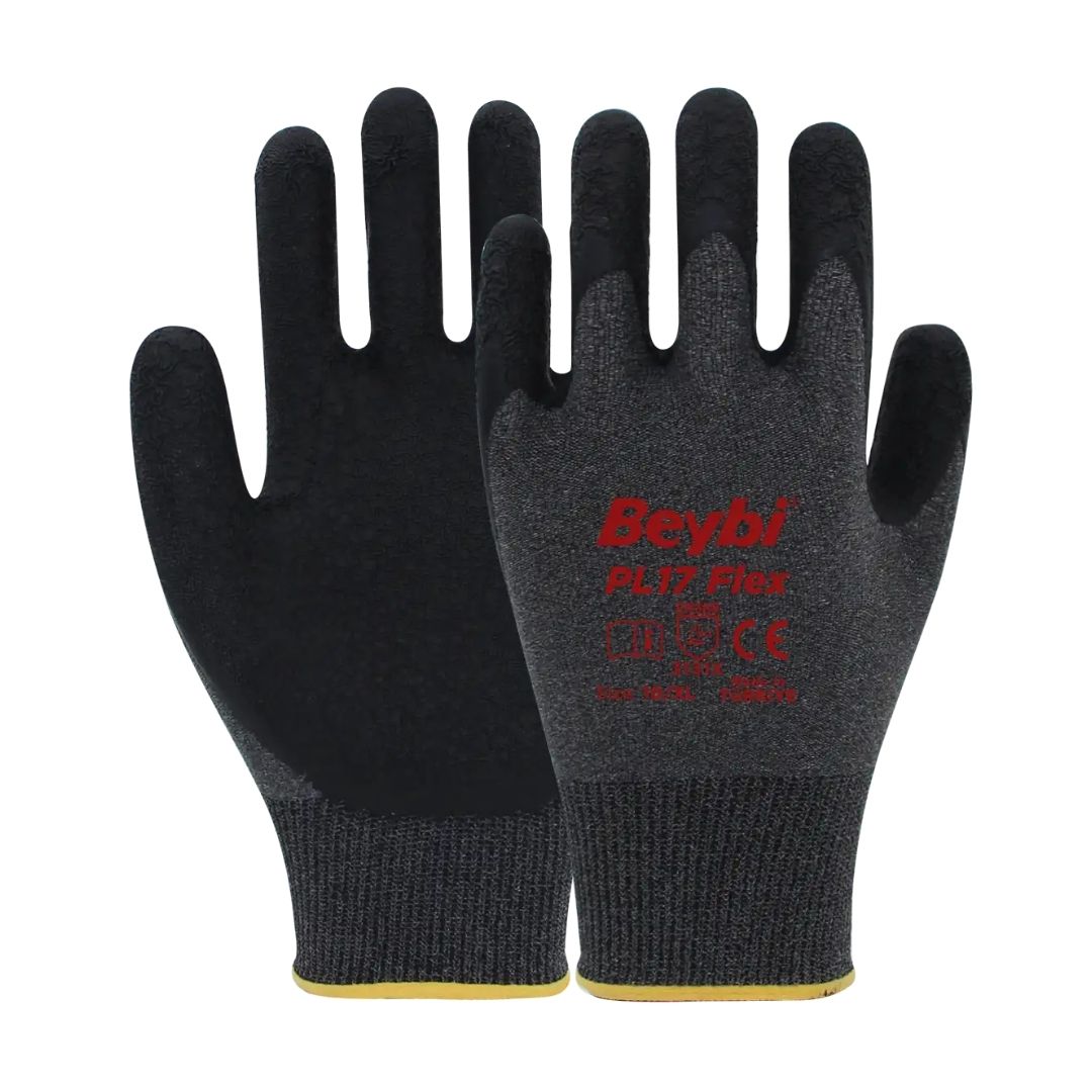 Beybi PL17 Flex Polyester Örme Lateks Kaplı Camcı İş Eldiveni