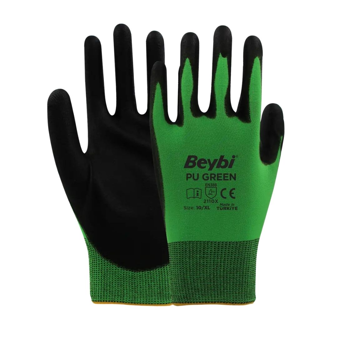 Beybi Pu Green Poliüretan Kaplı Polyester Örme Eldiven